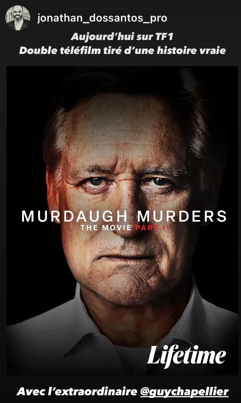 Annonce de Jonathan Dos Santos, Guy Chapellier voix d'Alex Murdaugh dans Les secrets de la famille Murdaugh, sur TF1